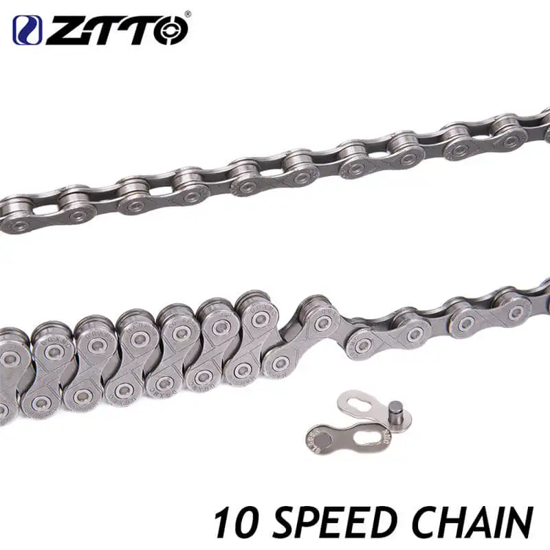 ZTTO 10 Speed Bicycle Chain Silver Grey Chrome Hardened 116 Links