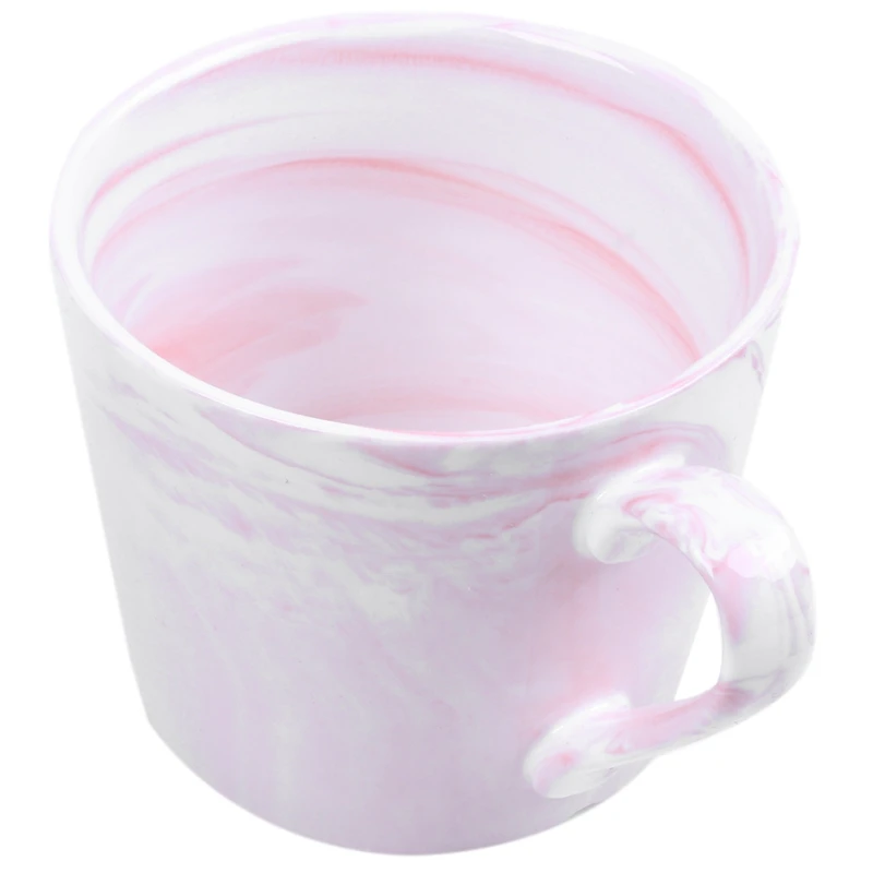 2 Pcs Marble Ceramic Mugs Couple Lover'S Gift Morning Mug Milk Coffee Tea Breakfast Creative Porcelain Cup, Pink& White