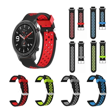 

for 47mm Amazfit GTR Smart Watch Watch Strap Replacement Double Color Breathable Watch Band Silicone Wristband Replacement