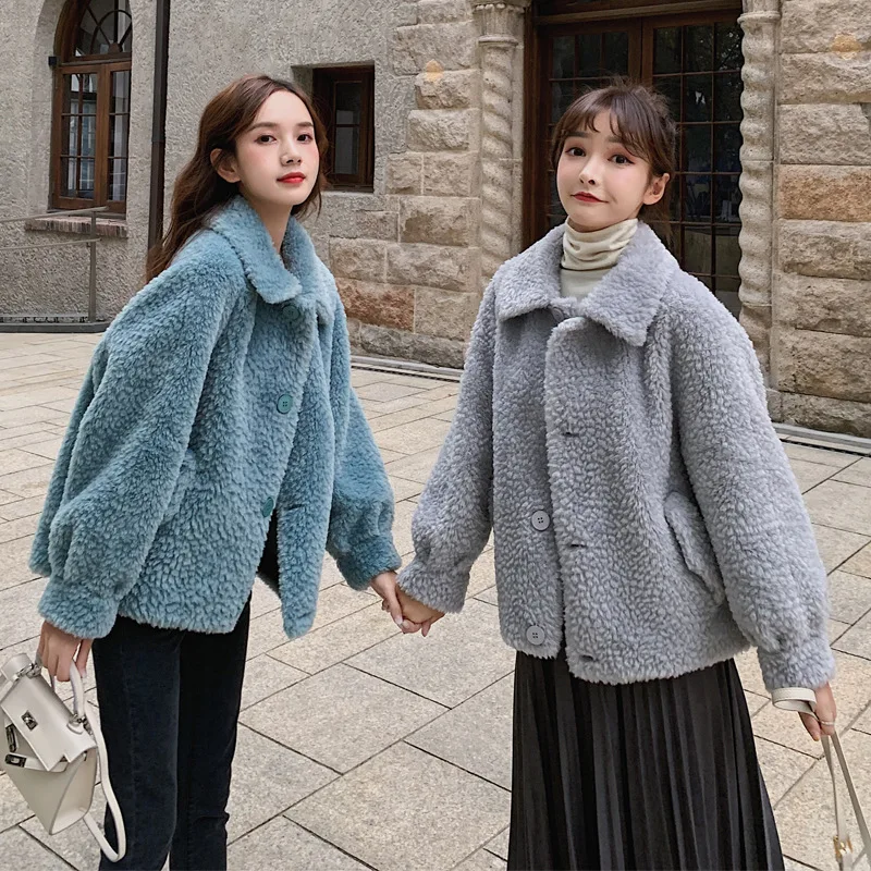 

Photo Shoot Lambs Wool Coat Women's Winter Thick Berber Fleece Fur 2019 New Style Korean-style Loose-Fit Coat