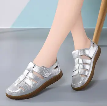 

Women Oxford Sandals New Female Genuine leather Shoes Summer gladiator Sandals Ladies Soft Flat Sandals Women platform Sandalias