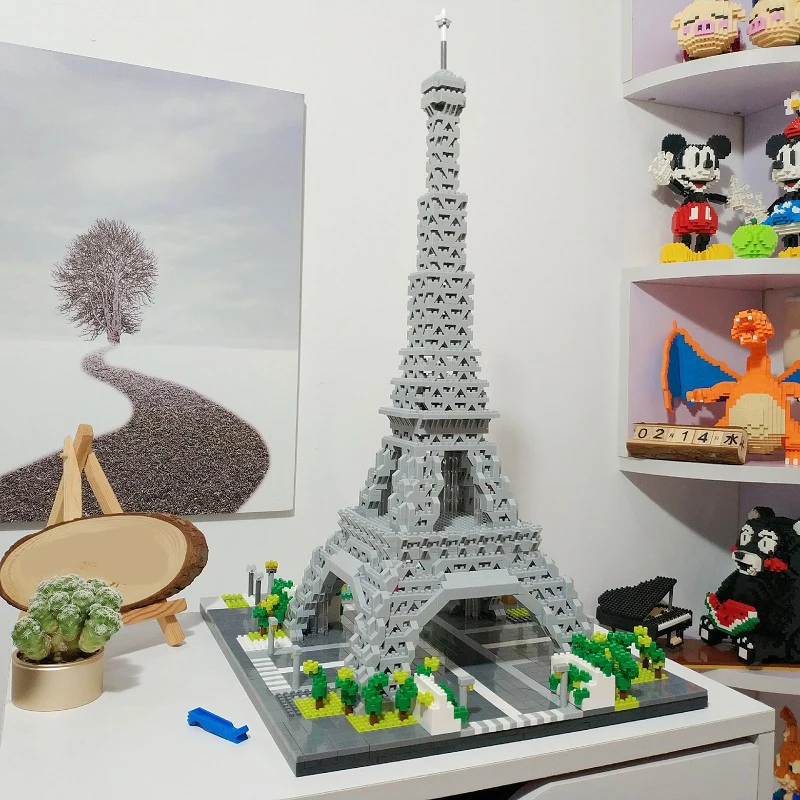 YZ 069 всемирно известная архитектура Париж Эйфелева башня DIY 3D модель 3369 шт Мини Алмазные строительные блоки игрушки для детей без коробки