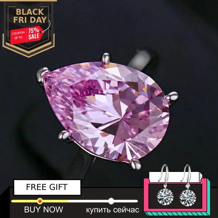 5 карат грушевидная огранка 14*10 мм S925 Серебряное кольцо SONA solitaire изящное кольцо Цитрин Сапфир Аметист Рубин цветной бриллиант