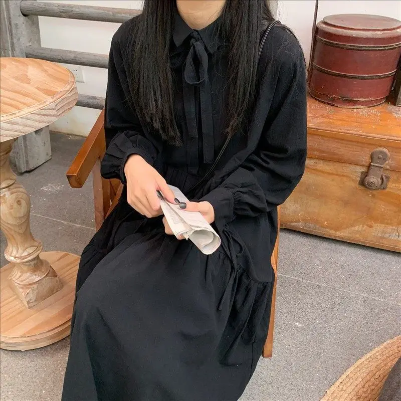 

Vintage 2021 Spring Autumn Plus Sizes Women Dress Casual Female Large Size Loose Dress Lady Office Button Elegant Party Dresses