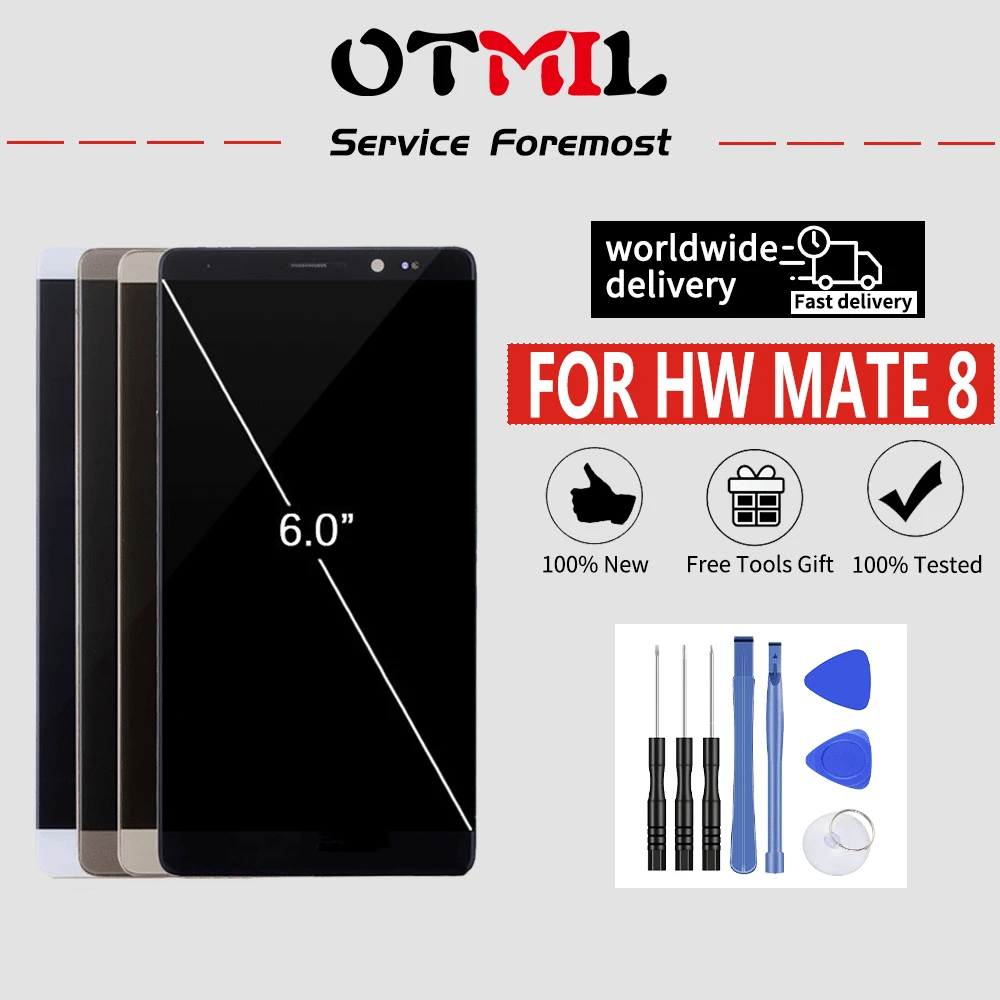 

OTMIL 6.0"Quality For HUAWEI Mate 8 LCD Touch Screen Digitizer Replacement For Mate 8 NXT-L29/AL10/CL00 Pantalla LCD with Frame