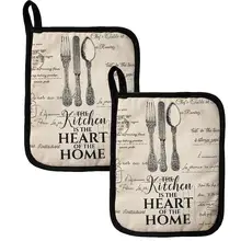 2 шт винтажные хлопчатобумажные холщовые двухцелевые изоляционные перчатки кухонные принадлежности изоляционные накладки Реверсивные