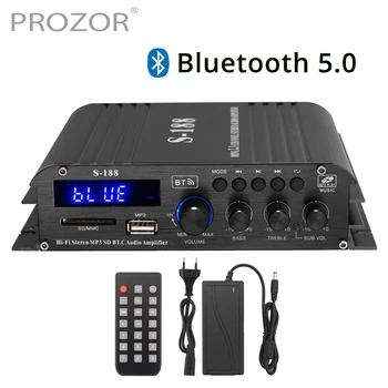 S-188 가정용 디지털 앰프, 블루투스 호환 오디오 파워 앰프, 베이스 및 트레블 컨트롤, Hifi USB FM 음악 플레이어 사운드 앰프