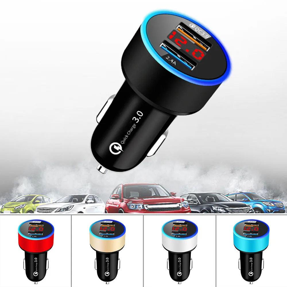 1 шт., DC12V-24V, USB, два порта, цифровой дисплей, автомобильное зарядное устройство, запчасти для прикуривателя