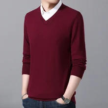 MACROSEA мужской однотонный вязаный шерстяной пуловер с v-образным вырезом с длинным рукавом Мужской Повседневный шерстяной свитер теплая удобная одежда 9051