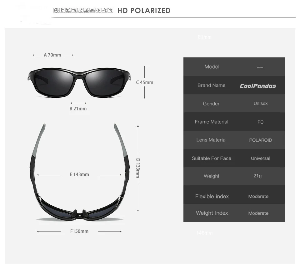CoolPandas дизайнерские уличные спортивные HD очки солнцезащитные очки для мужчин для вождения квадратные очки мужские антибликовые зеркальные UV400 gafas de sol hombre