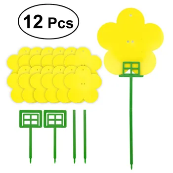 

WINOMO 12pcs Dual Sided Glue Insect Sticky Catcher Bug Fly and Gnat Trap Pest Controlling Board