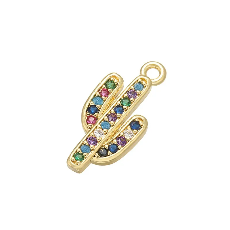 ZHUKOU 8x17 мм уникальный кактус кристалл кулон для женщин браслет ожерелье ручной работы DIY аксессуары для ювелирных изделий Модель: VD511 - Окраска металла: colorful glass