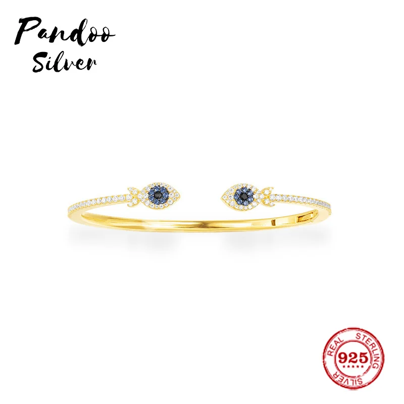 

Fashion Charm Sterling Silver Copy 1:1 Copy,Yellow Silver Ete Lucky Fish Open Cuff Bracelet Women Monaco Jewelry Gift With Logo