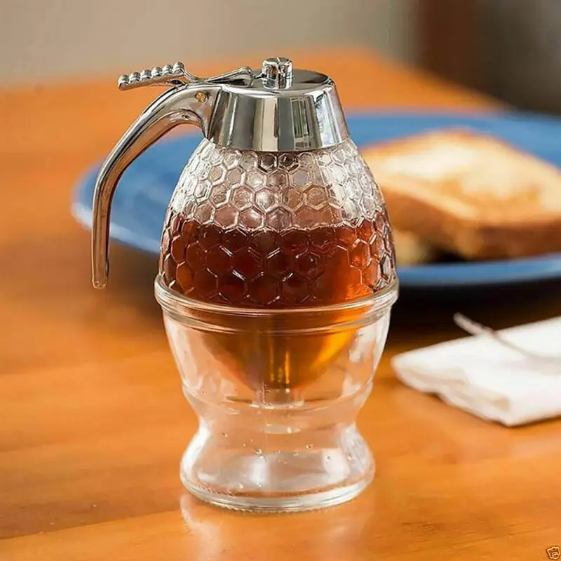 200ML Honey Juice Syrup Dispenser Practical Acrylic Pot Jar 1 Cup Bee Hive with Trigger Stand High Quality Hot Sale 2020 |