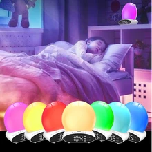 

Alarm Clock Wake Up Light Sunrise/Sunset Projector Desk Lamp Digital Clock with FM Radio Night Light Touch Control Table Clocks