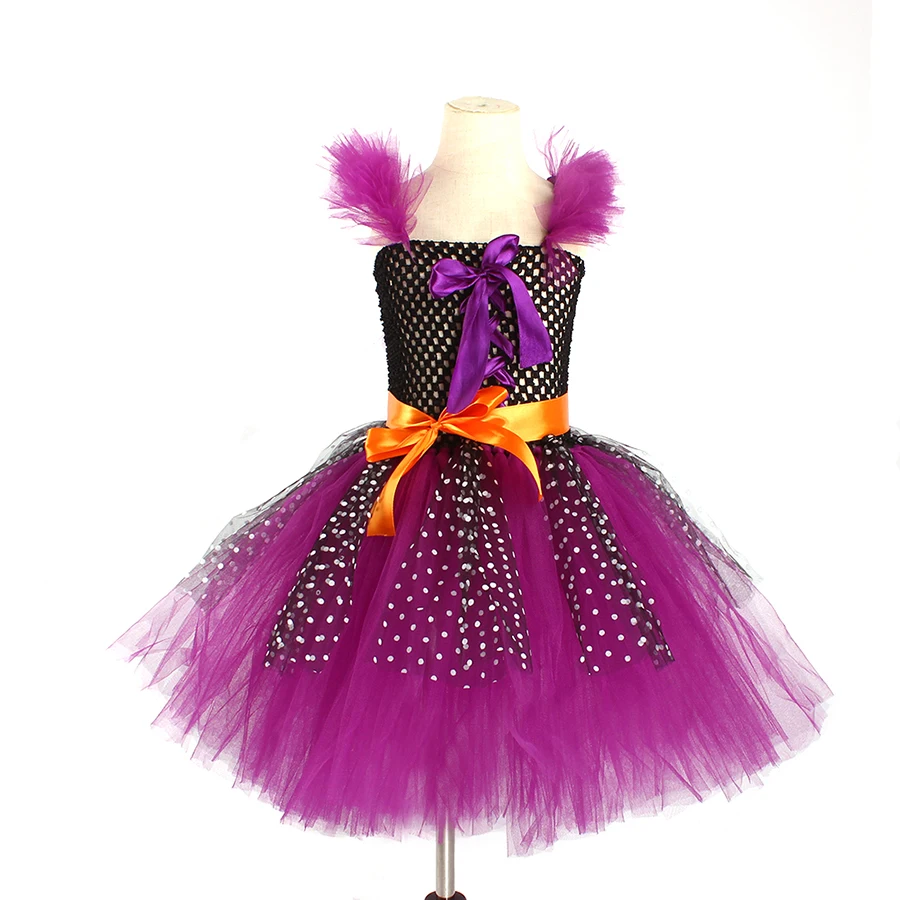 Classic Witch Girls Tutu Dress with Hat Child Halloween Costume Cosplay Carnival Party Princess Kids Wicked Witch Tulle Dresses (9)