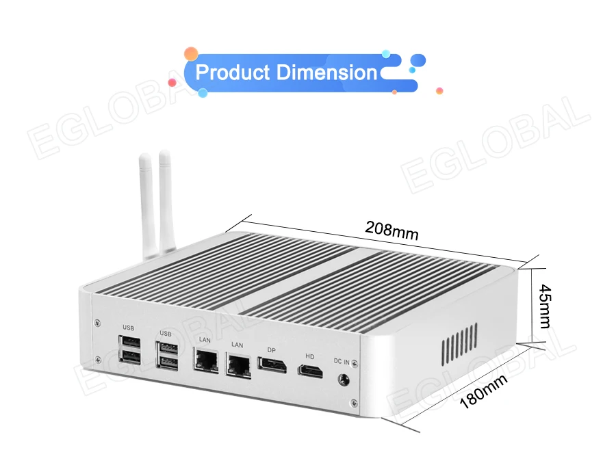 Eglobal Fanless Mini PC - Intel Core i5 8265U/10510U/10710U, 2 DDR4 Slots, M.2+Msata+2.5'' SATA, 4K HTPC Nettop with HDMI and DP Description Image.This Product Can Be Found With The Tag Names Barebone Mini PC, Computer Office, Pc intel core