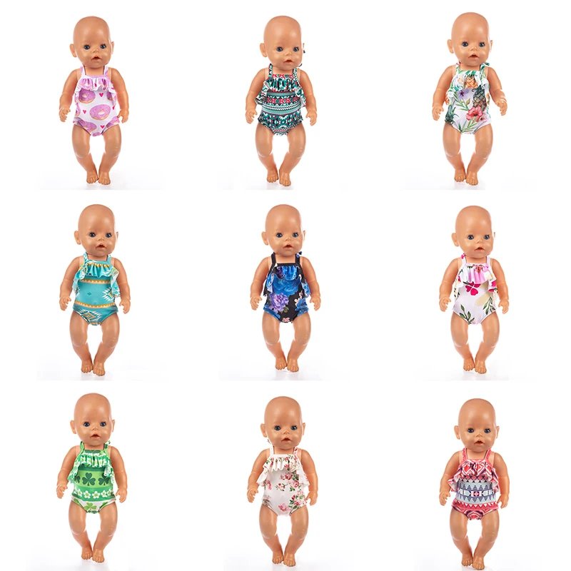 

New Swim bikini Doll ClothesFit 17inch 43cm Doll Clothes Born Baby Doll Accessories Suit For Baby Birthday Festival Gift
