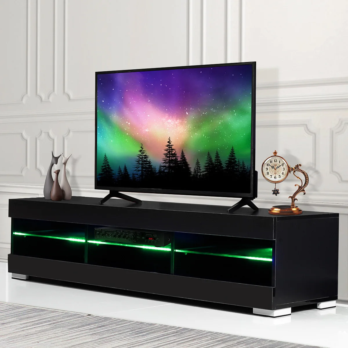 57 Inch High Gloss Led Tv Cabinet Modern Tv Stand Living Room ...