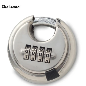 

Security Padlock Silver Steel Alloy 4 Digit Combination Master Round Shape Disc Lock for Locking Doors Windows Bags Trunk