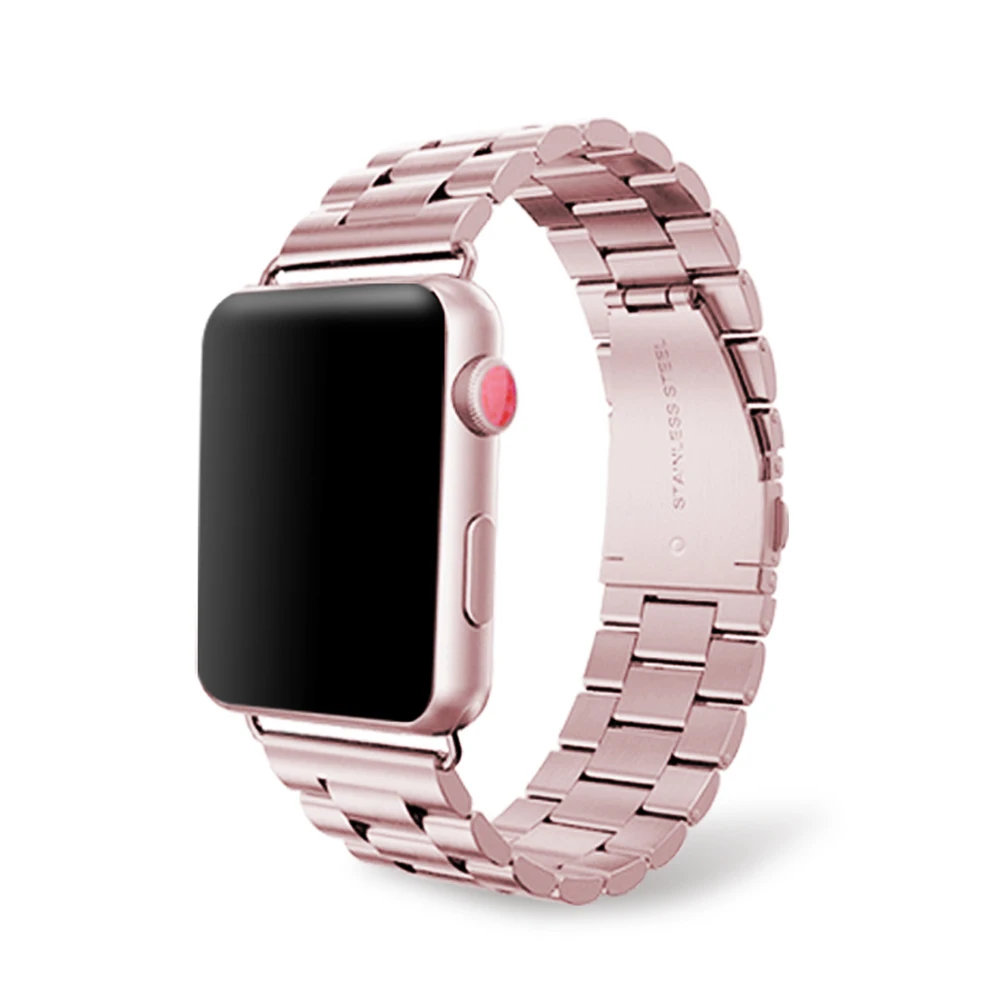 Ремешок из нержавеющей стали для Apple Watch 42 мм серия 5 4 3 2 1 сменная классическая версия для iWatch ремешок 38 мм металлический ремень - Цвет ремешка: Pink gold