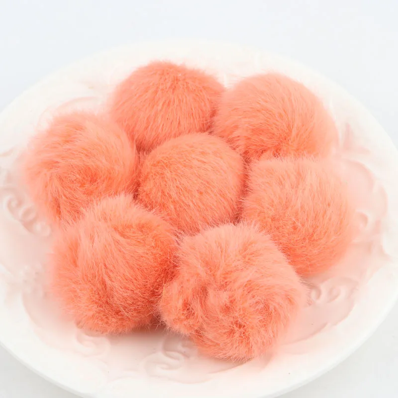 Natural Fluffy Pompom Fur Big Ball Pom Pom Pure Color Pompon Pompoms For Caps Hats Scarf Gloves Clothes Decoration 2.5-3cm 10pcs - Цвет: orange