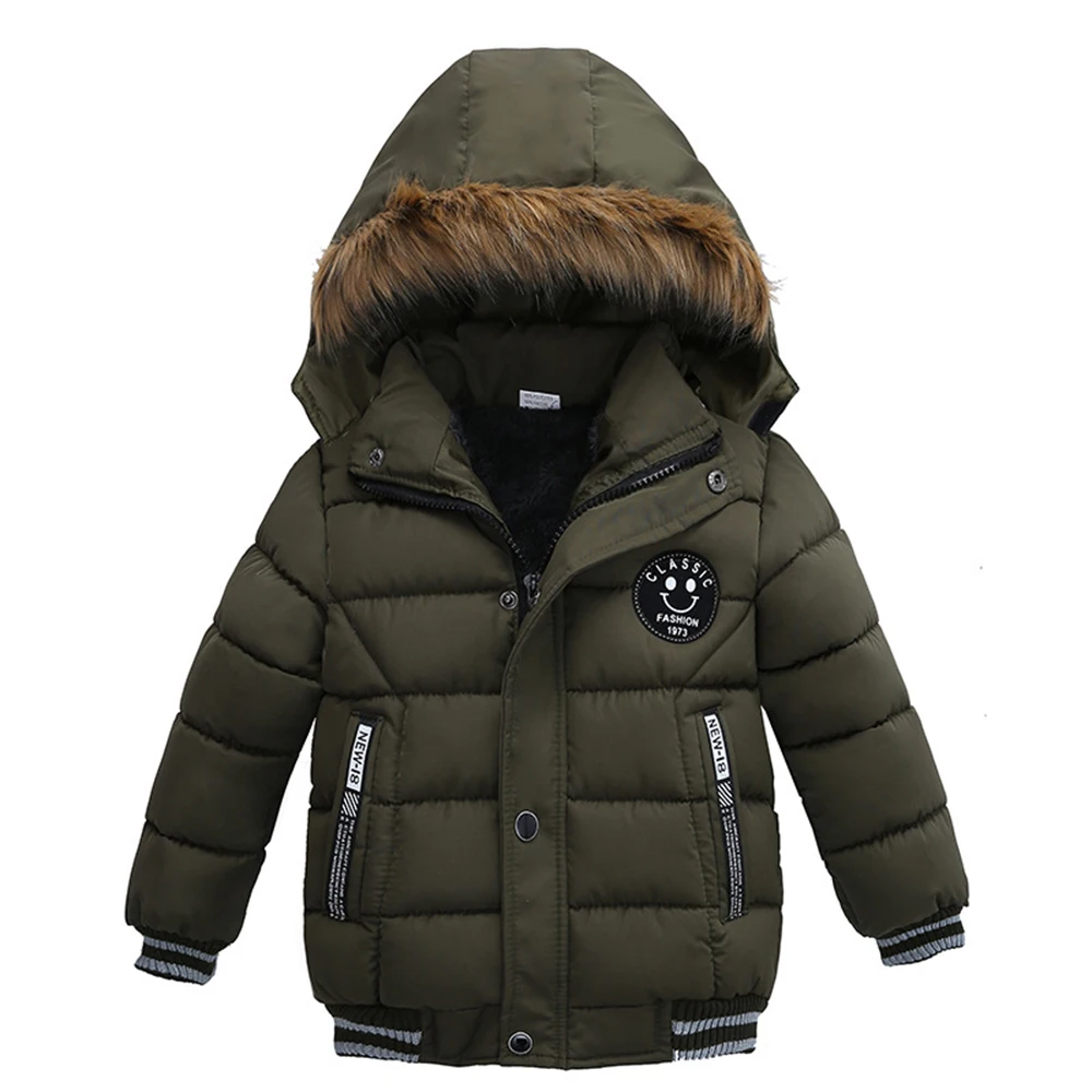 Зимняя куртка для маленьких мальчиков с изображением лотоса; плотное теплое Детское пальто; Верхняя одежда; повседневная куртка с капюшоном для мальчиков; однотонные парки
