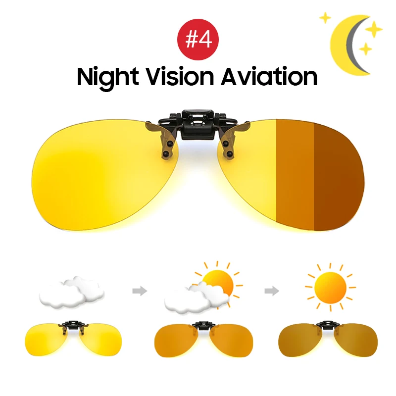 4 Night Vision VIVIBEE поляризованные Квадратные Солнцезащитные очки с откидывающейся застежкой, мужские фотохромные поляризационные женские солнцезащитные очки для ночной линзы для езды - Цвет линз: 4 Night Vision