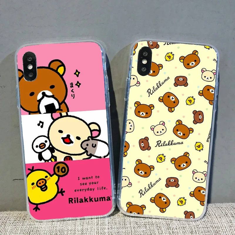 

Cartoon Rilakkuma Soft phone case 11 pro xs max for iphone 7 8 x xr cover 6s 6 plus 5 5s 10 se Cute bear TPU shell Coque Funda