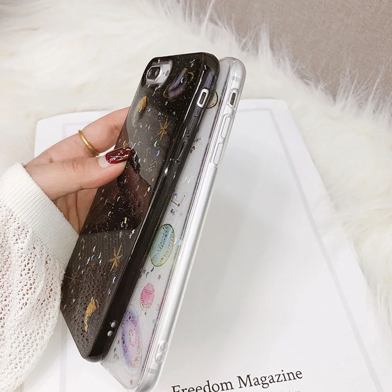 Clear Epoxy Case For Huawei Honor 8X Case Planet Star Silicon Cover Honor 20 10 9 3