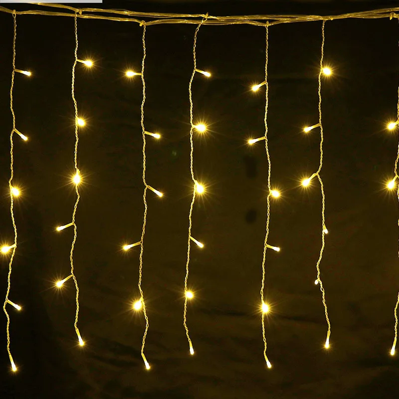 96Leds Garden Curtain Icicle String Lights 4M EU Garland 0.6 Droop Outdoor Icicle Lamp Holiday Wedding Party Festival Home Decor (5)