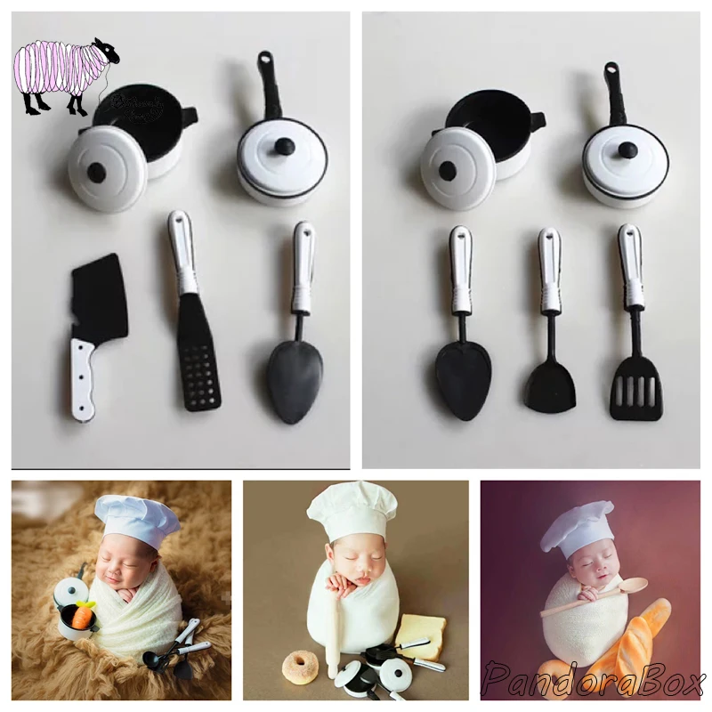 Newborn Baby Boy Girl Photography Props Mini Chef Hat Photo Shoot Studio Cap Infant fotografia Accessories Baby fotoshoot Prop