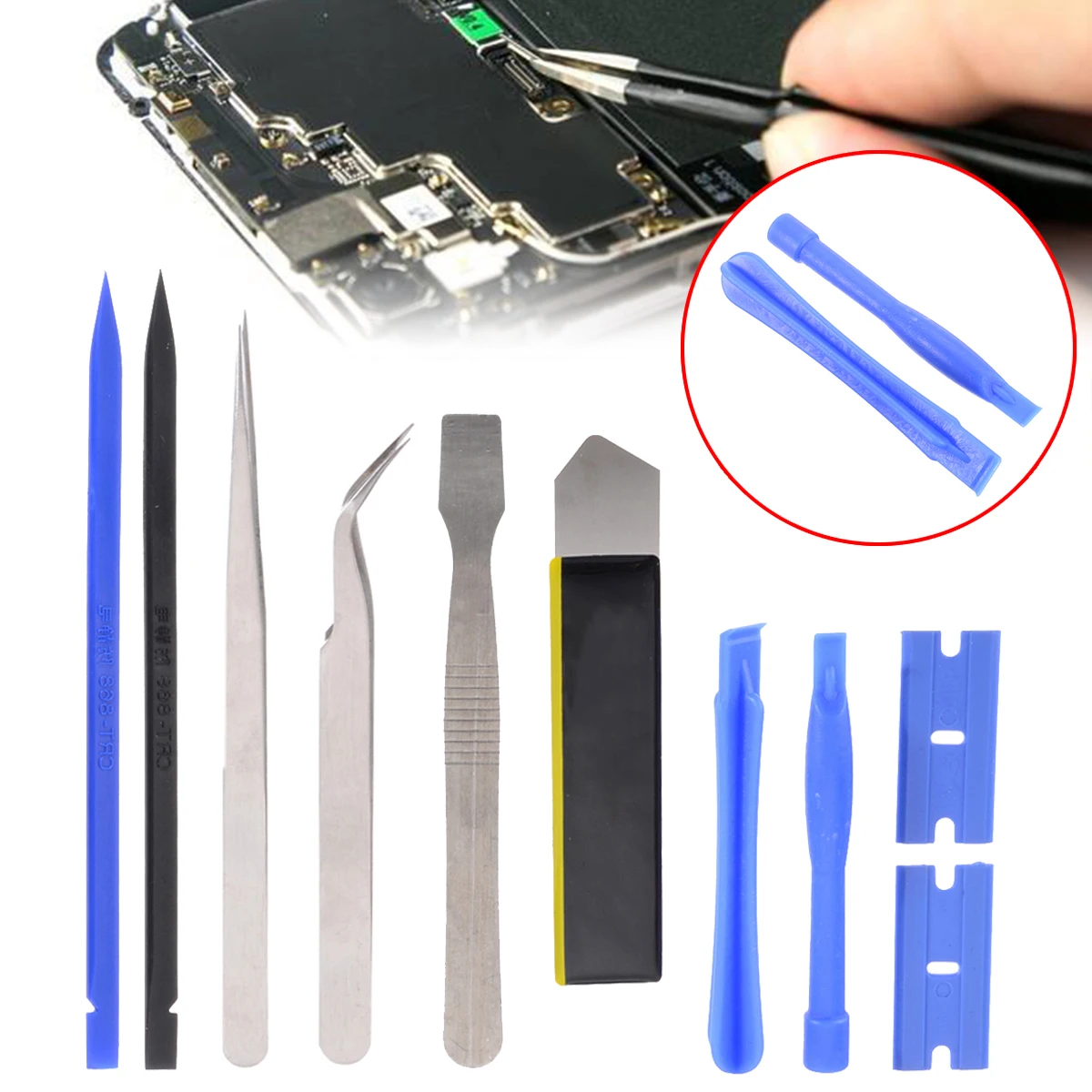 

Mayitr Useful 10 in 1 Phone Opening Repair Pry Screwdrivers Tool Set Kits for iPhone Samsung Nokia HTC Mobile Phone Accessory