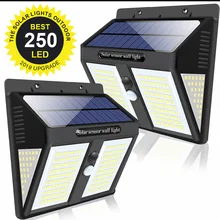 250 светодиодный уличный солнечный светильник s для украшения сада, светильник на солнечных батареях, Уличный настенный светильник, лампа на солнечной батарее с датчиком движения, водонепроницаемый гирлянда уличная