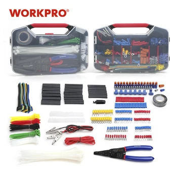 

WORKPRO 582PC Electric Tool Kit Crimp Terminals Wire Connectors Heat Shrink Tube Electrical Repair Kit with Wire Cutter Stripper