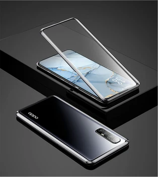 

For OPPO Reno 3 Magnetic Case 360 Front+Back Double-Sided Tempered Glass Case For OPPO Reno 3 Pro Metal Bumper