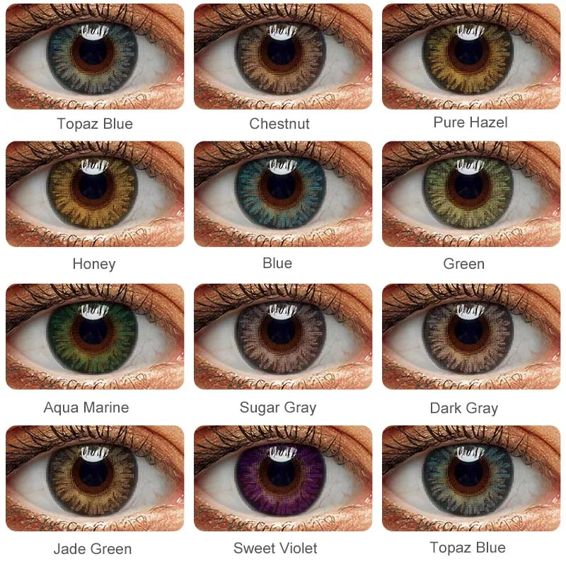 2021 nuevo magistrado contactos de Color cosméticos naturales hermosa alumno lentes de contacto de Color de ojos con contenedor de 1 par