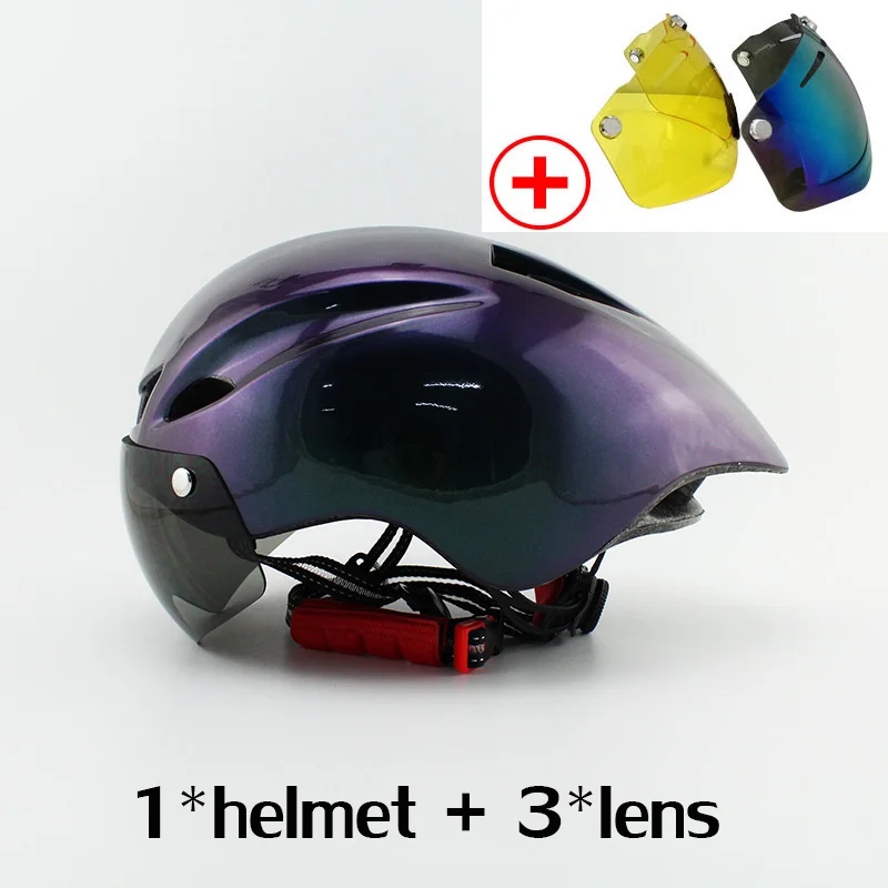 Высокое качество MTB дорожный велосипедный взрослый шлем для женщин и мужчин Сверхлегкий защитный велосипедный шлем для защиты 56-62 см регулируемый шлем TT - Цвет: 19 3lens