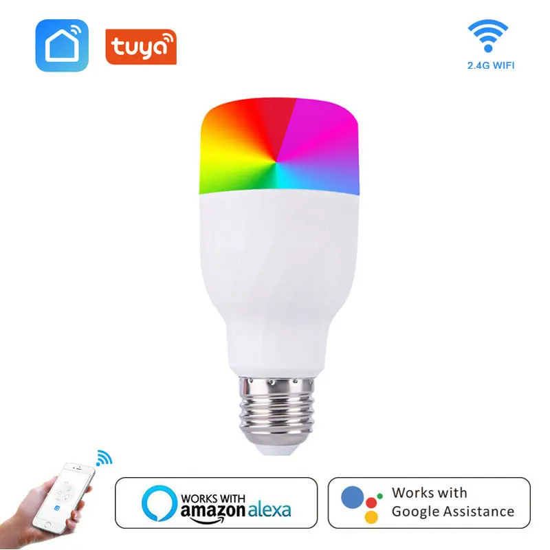 

Hoilday Wifi Smart Light Bulb 7W RGBW Intelligent Colorful LED Lamp APP Dimmable Works With Alexa Google For Smart Home E27 E26
