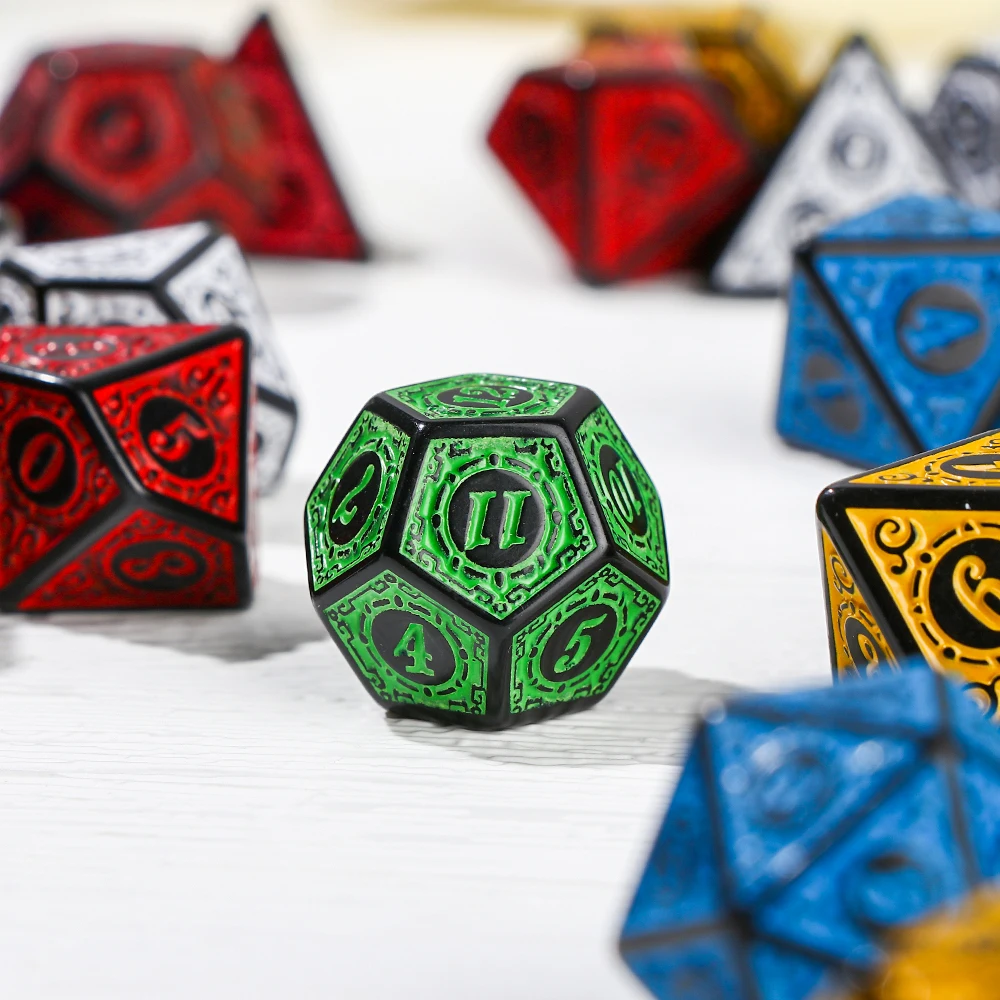 7Pcs/Set Polyhedral Dice Set Game Dice For RPG DND Accessories Polyhedral For Board Card Game Engraving Educational Toys