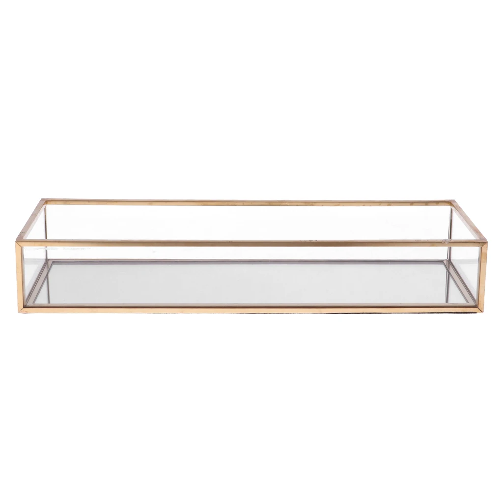 Geometric Glass Jewelry Tray Makeup Holder Organizer Terrarium Succulent Plant Planter Home Table Decor