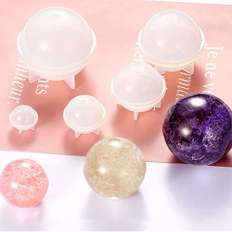

Sphere Round Silicone Mold for Resin Epoxy Jewelry Making Candle Wax Homemade Soap Bath Bomb 5-Piece 1 Set