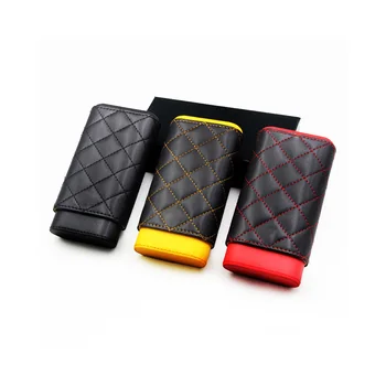 

Luxury Travel Leather Cigar Case Humidor Holder 3 Tubes Humidor Box with Sharp cutter Travel Accessories Pocket