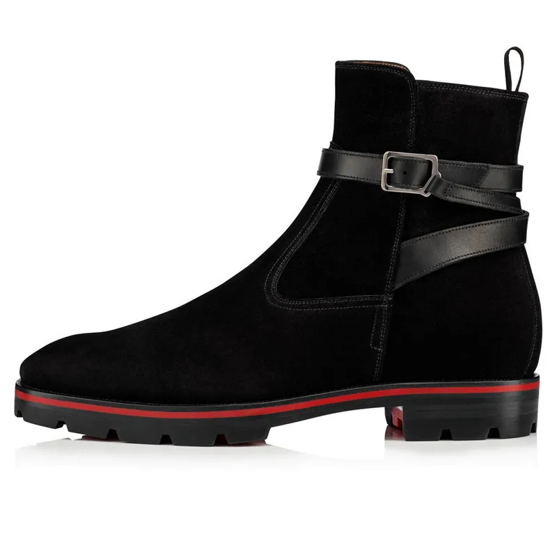 Black Suede Leather Men Ankle Casual Boots Slip On Low Top Men Boots Fashion Belt Cross Strap Ankle Boots Men Black Suede Leather Men Ankle Casual Boots Slip On Low Top Men Boots Fashion Belt Cross Strap Ankle Boots Men