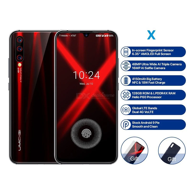 Разблокированный смартфон UMIDIGI X AMOLED экран 6 35 дюйма сканер отпечатка пальца