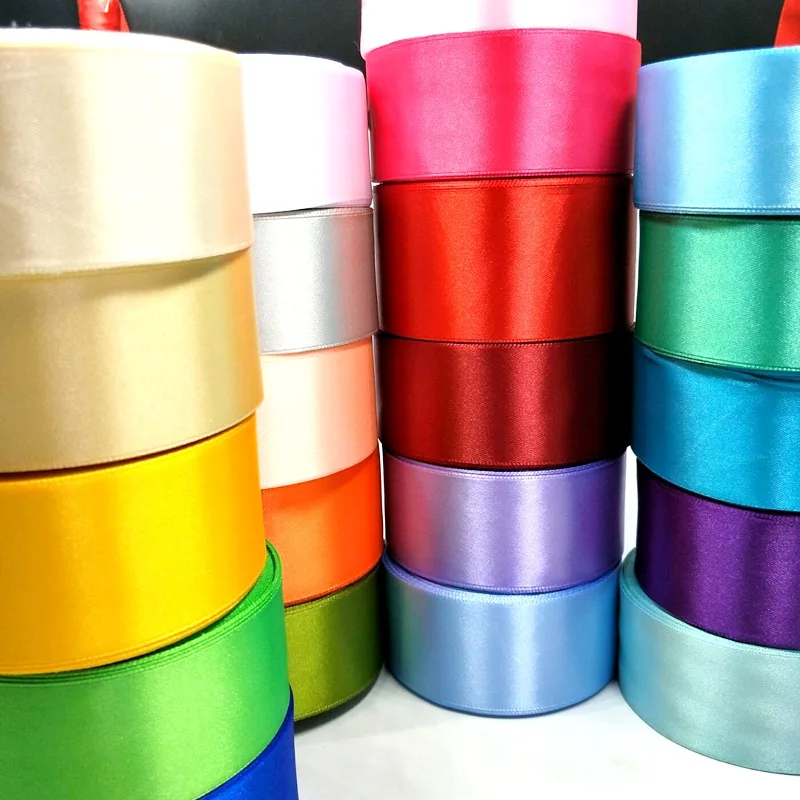 HL 5 meters 15/20/25/40/50mm  Solid Color Satin Ribbons Wedding Decorative Gift Box Wrapping Belt DIY Crafts