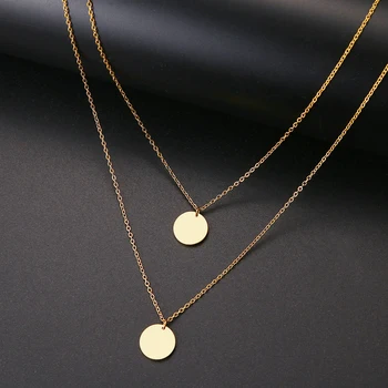 

European American Fashion Accessories New Size Electroplated Sequins And Beautiful Multi Layer Long Stainless Steel Necklaces