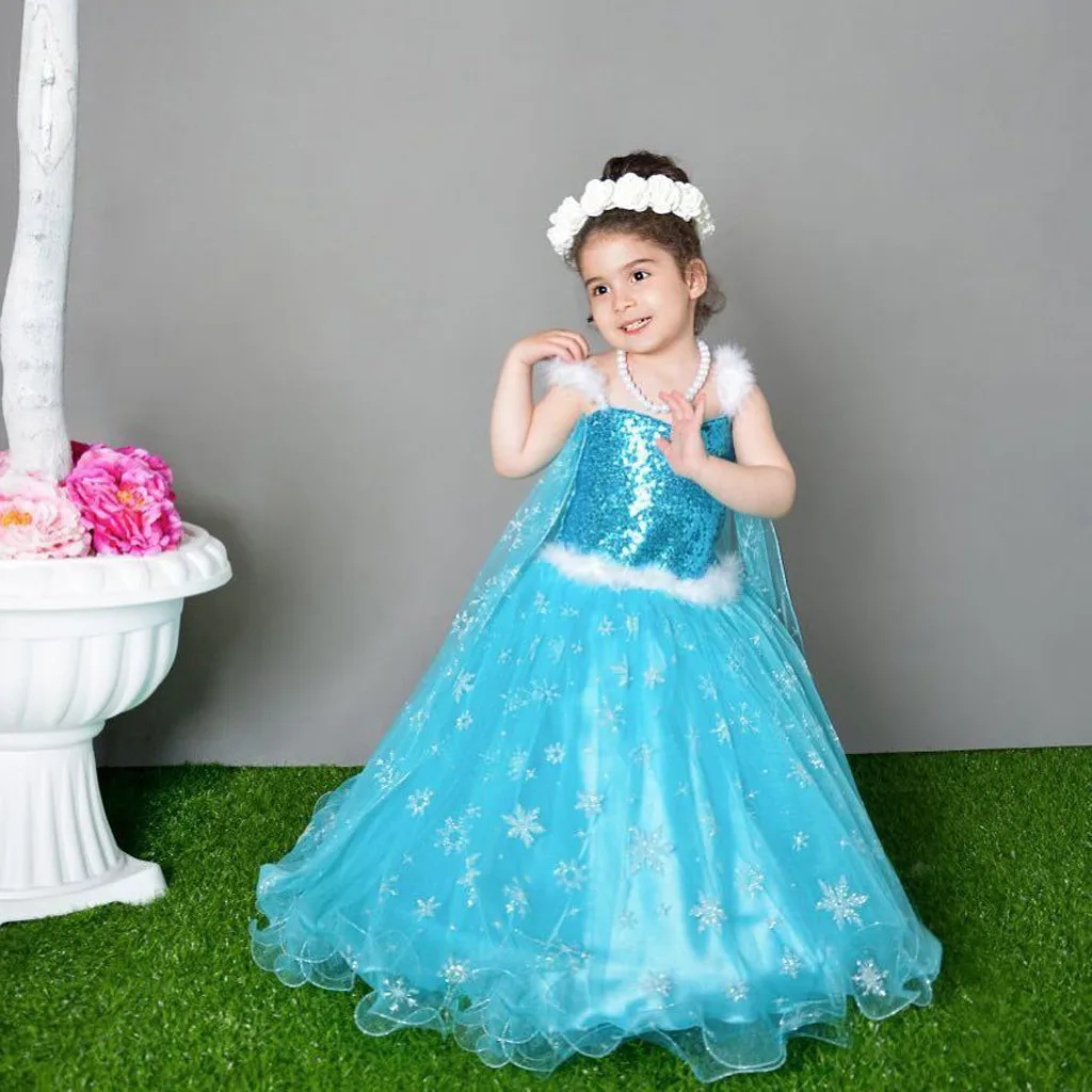 Новинка; платье Эльзы; летнее платье для девочек; карнавальный костюм принцессы Анны; платья для девочек; платье принцессы Эльзы; vestidos Menina