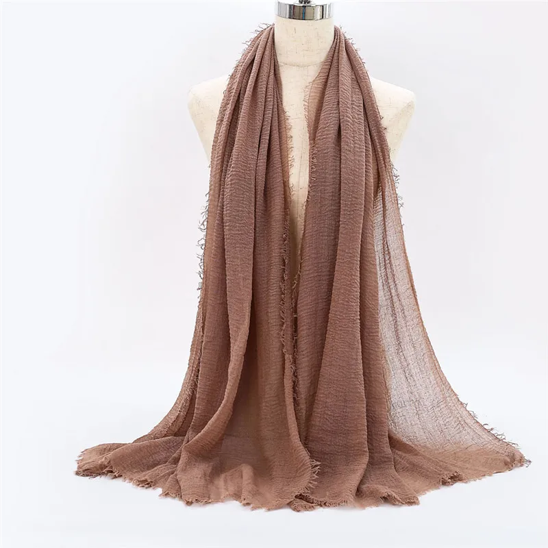 Модный простой хлопковый шарф с бахромой, Женский мягкий однотонный шарф в кашне, шаль из пашмины, мусульманский шарф, хиджабы, палантины - Цвет: 19