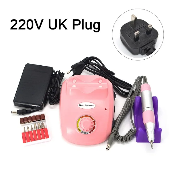 35000 об/мин Электрический сверлильный станок для ногтей профессиональная фреза машина для педикюра маникюрная машина пилочка для ногтей инструмент для ногтей - Цвет: Pink UK plug